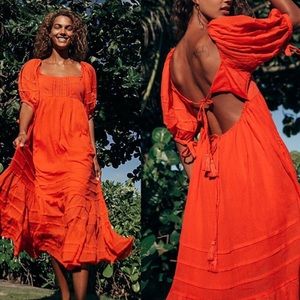 NWT Free People Red Boho Dress w/ Tassel Details
